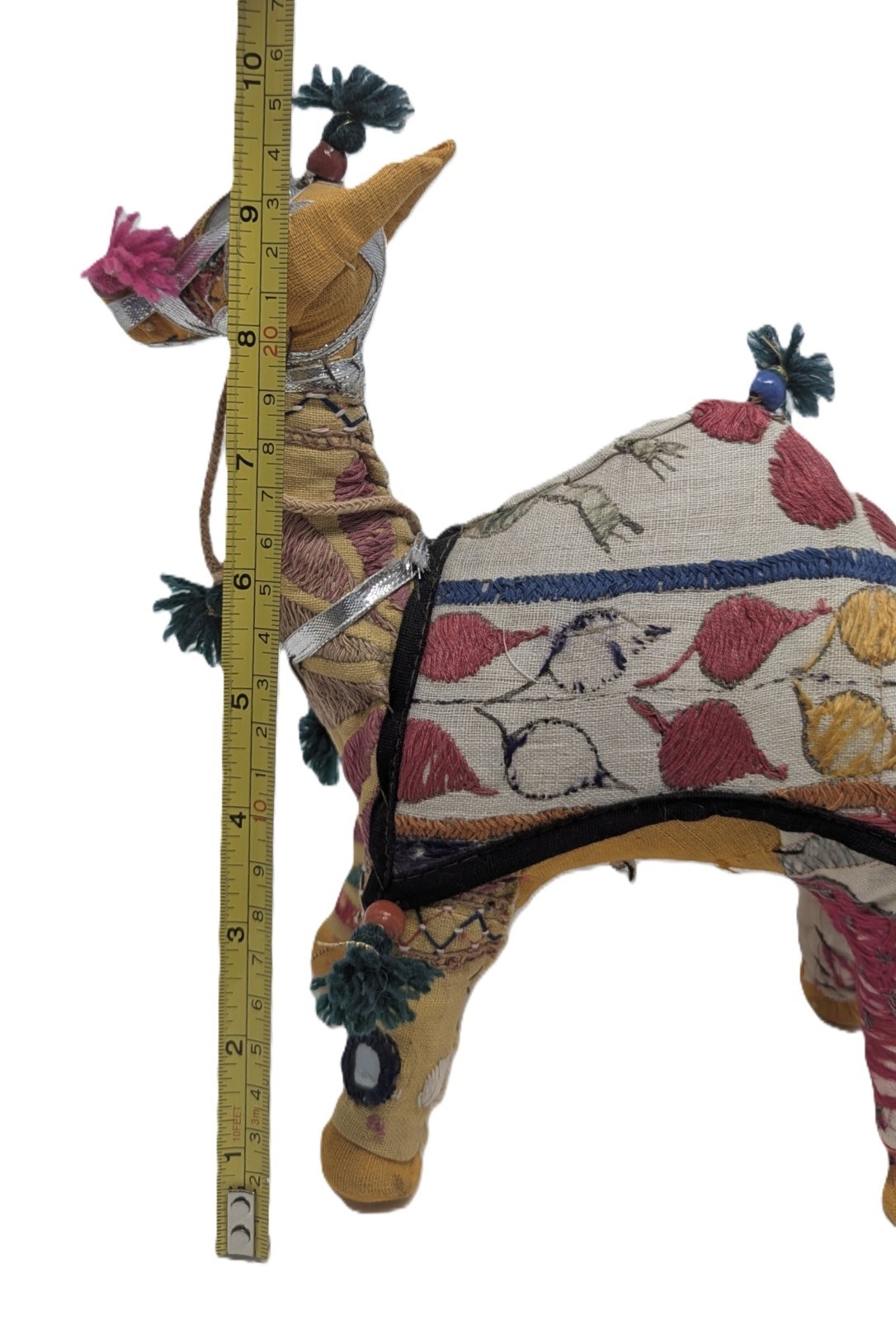 Vtg Indian Raj Stuffed Embroidered Camel Figurine 9.5″ Tag Made In India 1950s