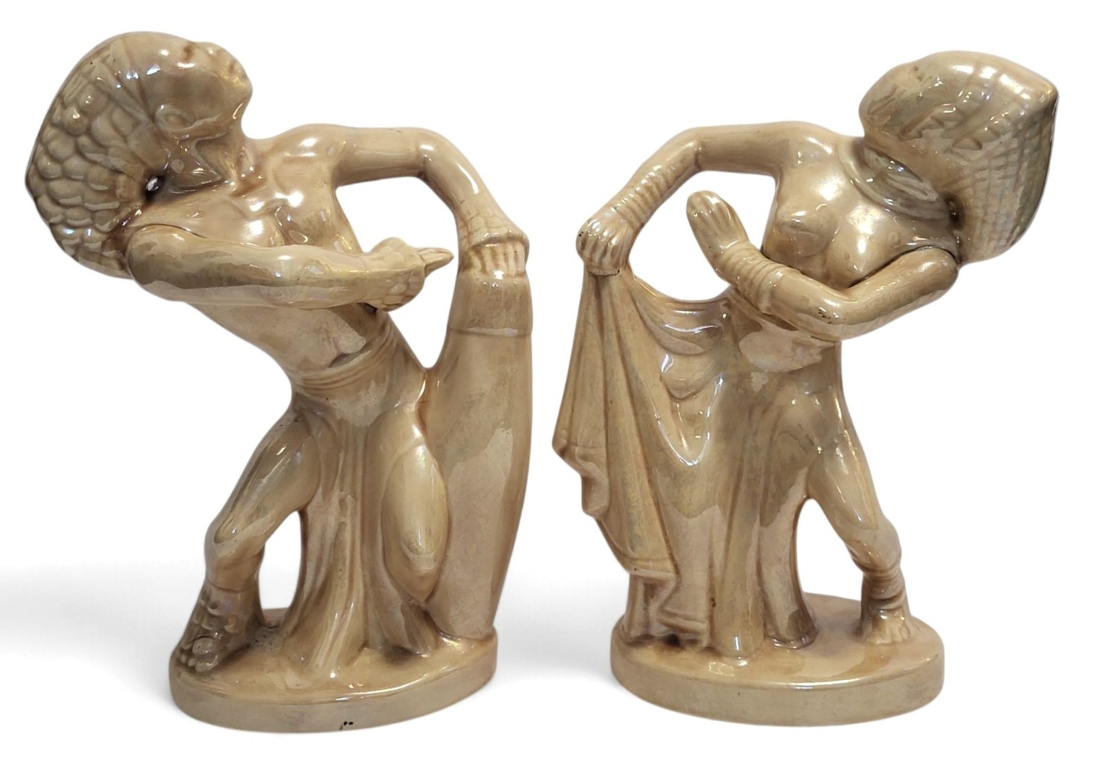 Vintage Art Deco Tribal Ceramic Figurines 1989 TCM Postmodern Ethnic Statues