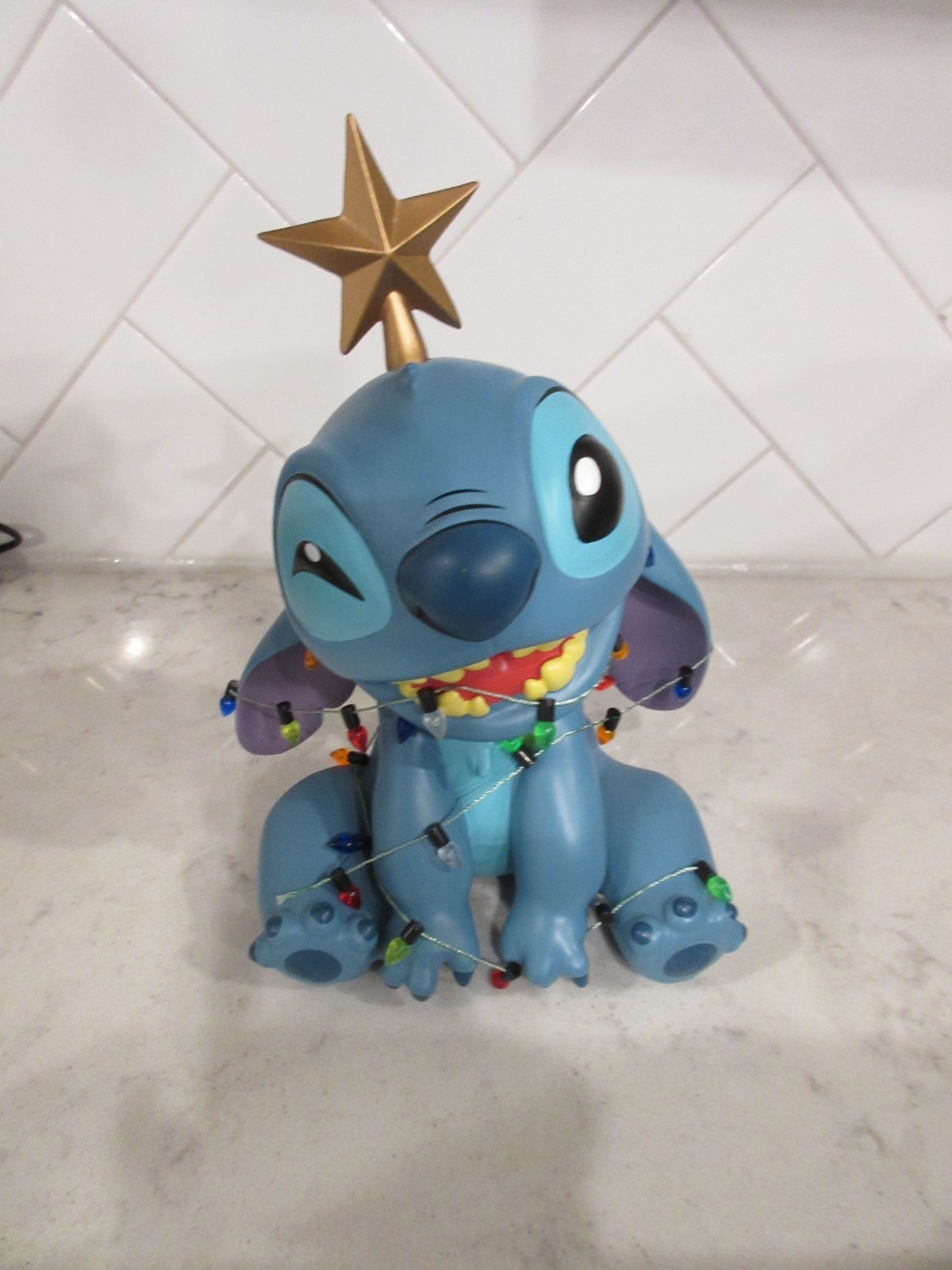 Christmas Stitch Wrapped in Lights Figurine Disney Showcase NEW NIB