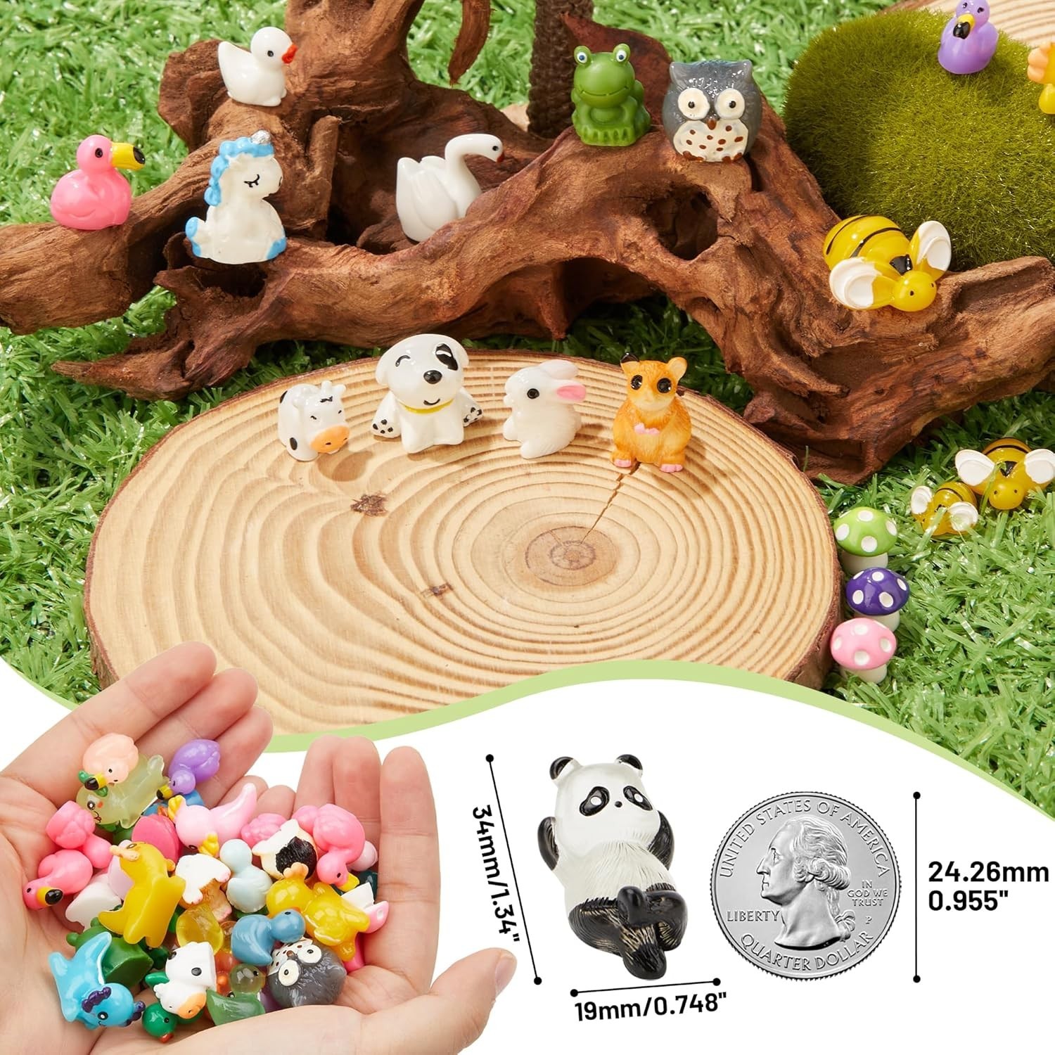 60Pcs Mini Resin Animals Figurines Set, Tiny Mixed Resin Animal Figures & Ducks