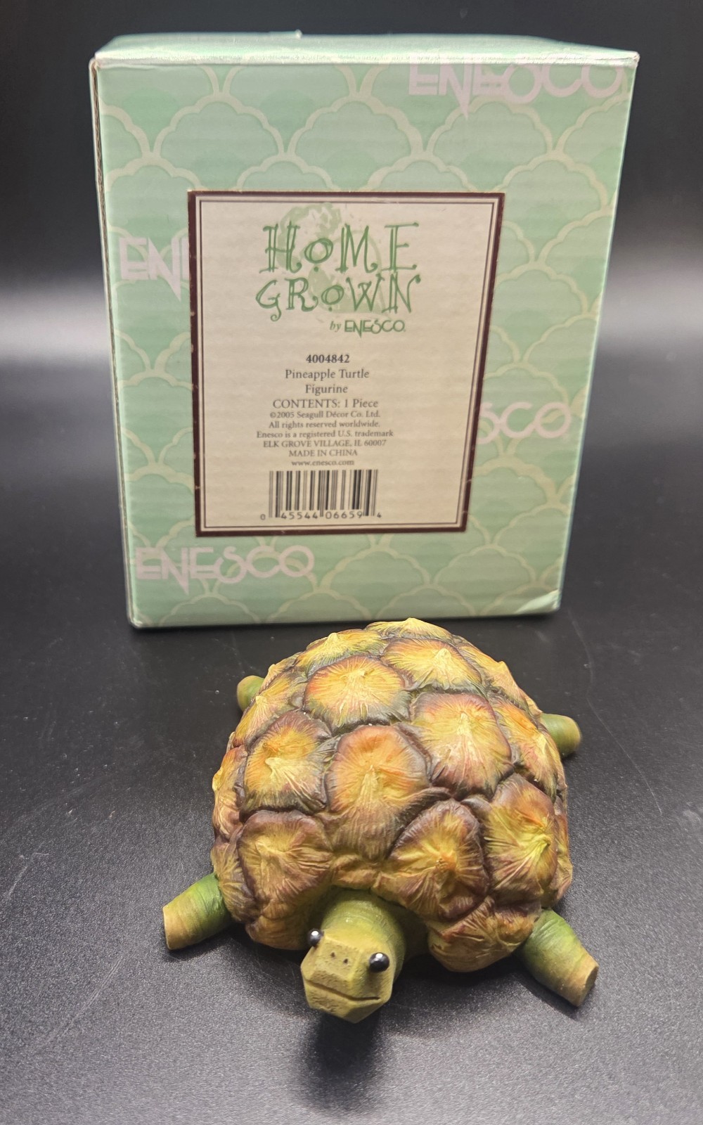 Home Grown Enesco Pineapple Turtle Tortoise Figurine 2005 w/Box 4004842 *NEW
