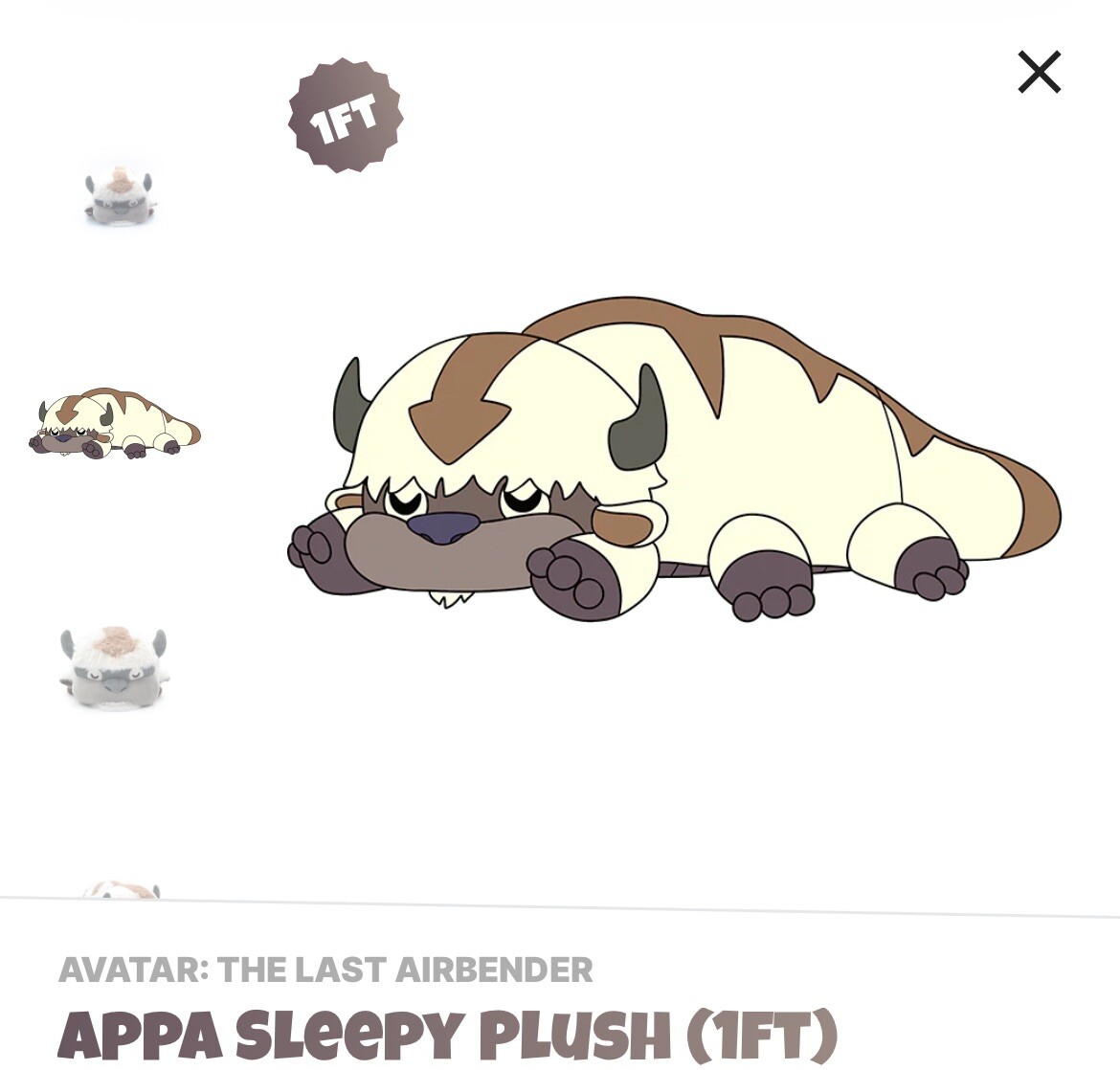 Youtooz * Avatar * Appa Sleepy * Plush 1ft * NEW* In Original Packaging