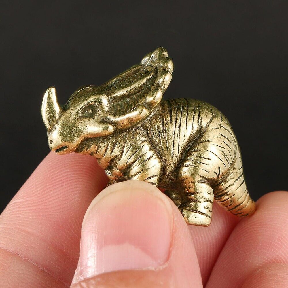 2PC Brass Dinosaur Statue Ornament Home Desk Decoration Animal Statue Toy Crafts
