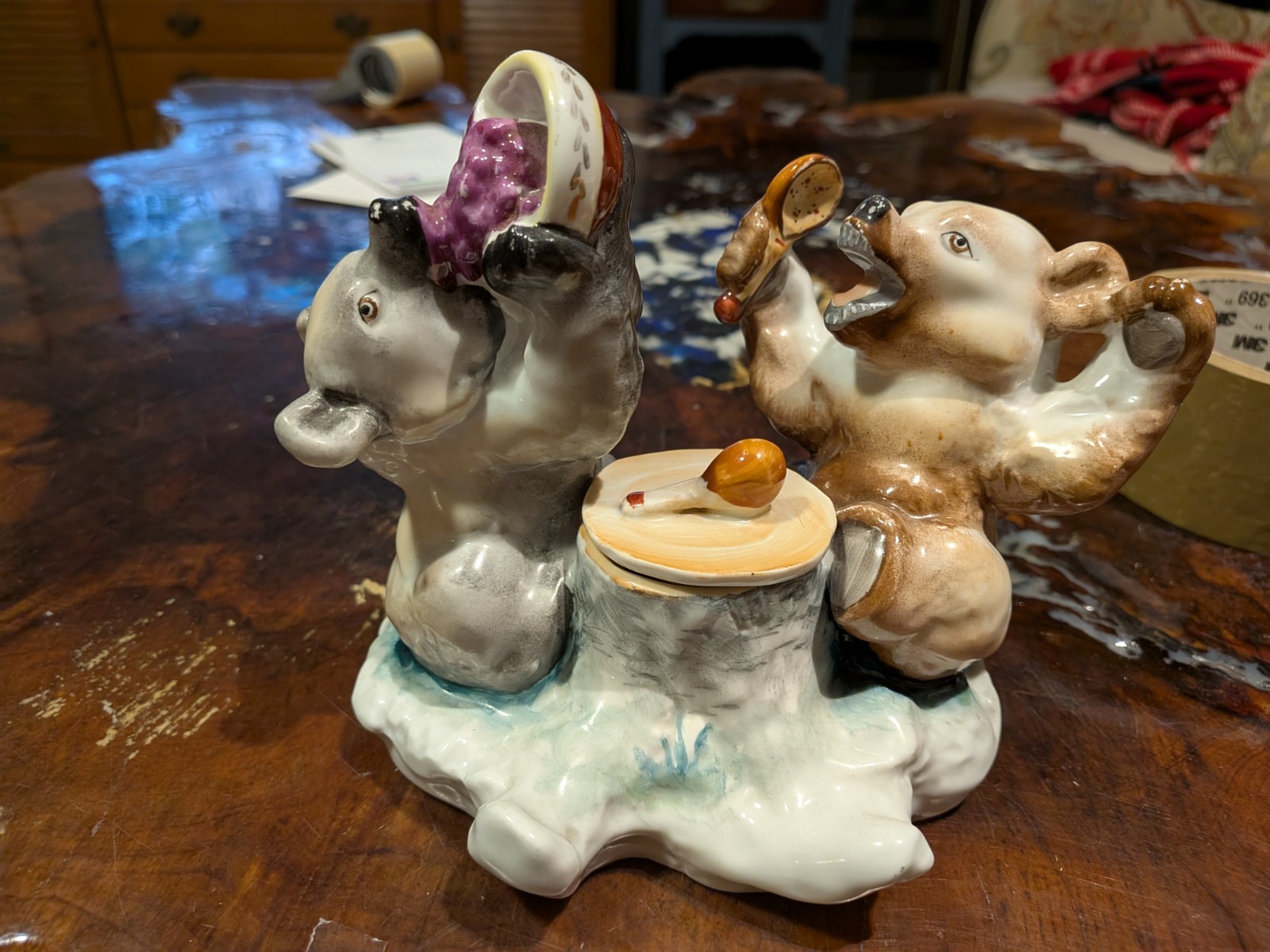 LFZ porcelain Bears inkwell Soviet Lomonosov vintage figurine. Статуэтка ЛФЗ