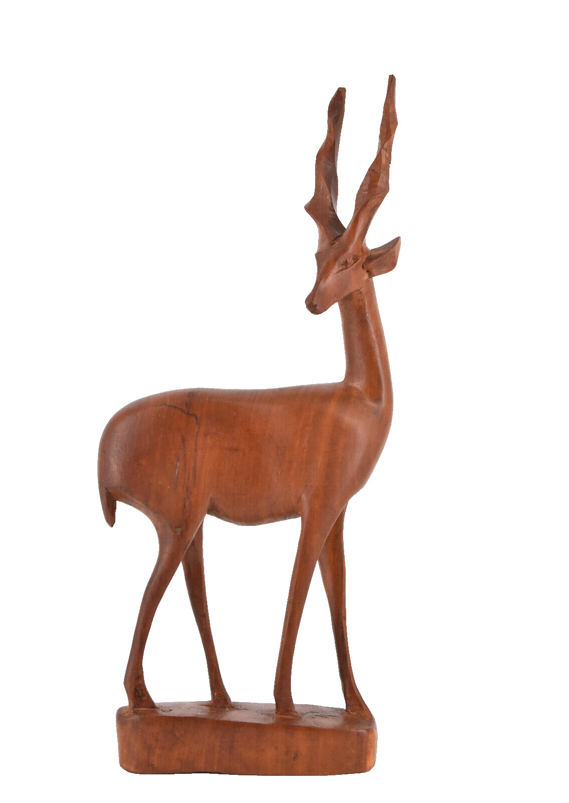 Vintage Mid Century Wood Antelope Impala Gazelle Folk Art Hand Carved 13″