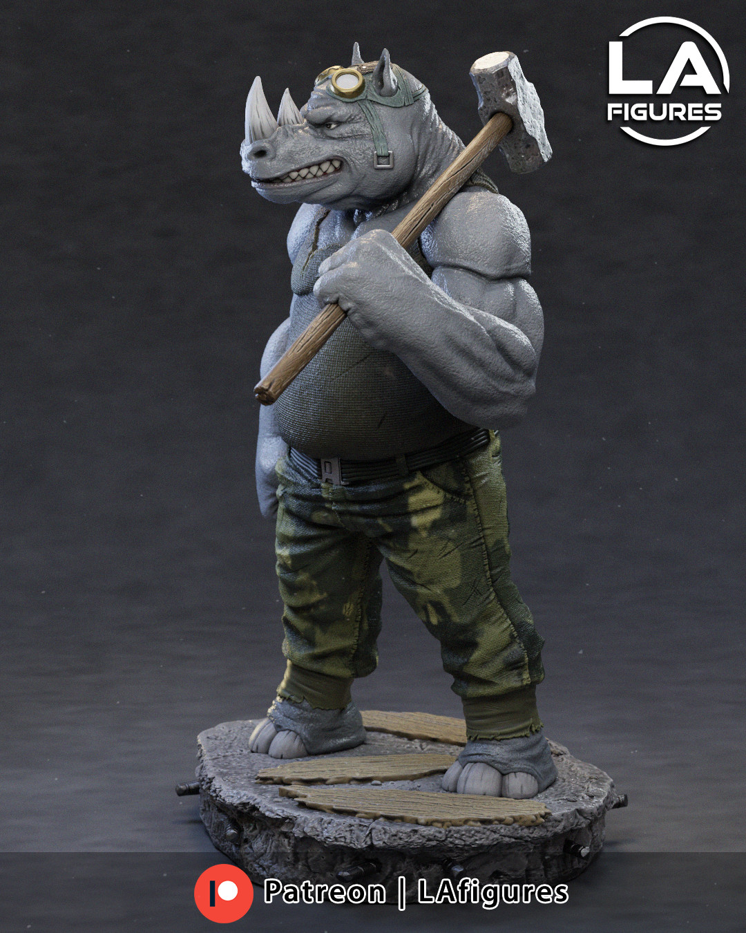 Rocksteady – TMNT 1/10 Scale Statue 3D Print Model Kit Unpainted