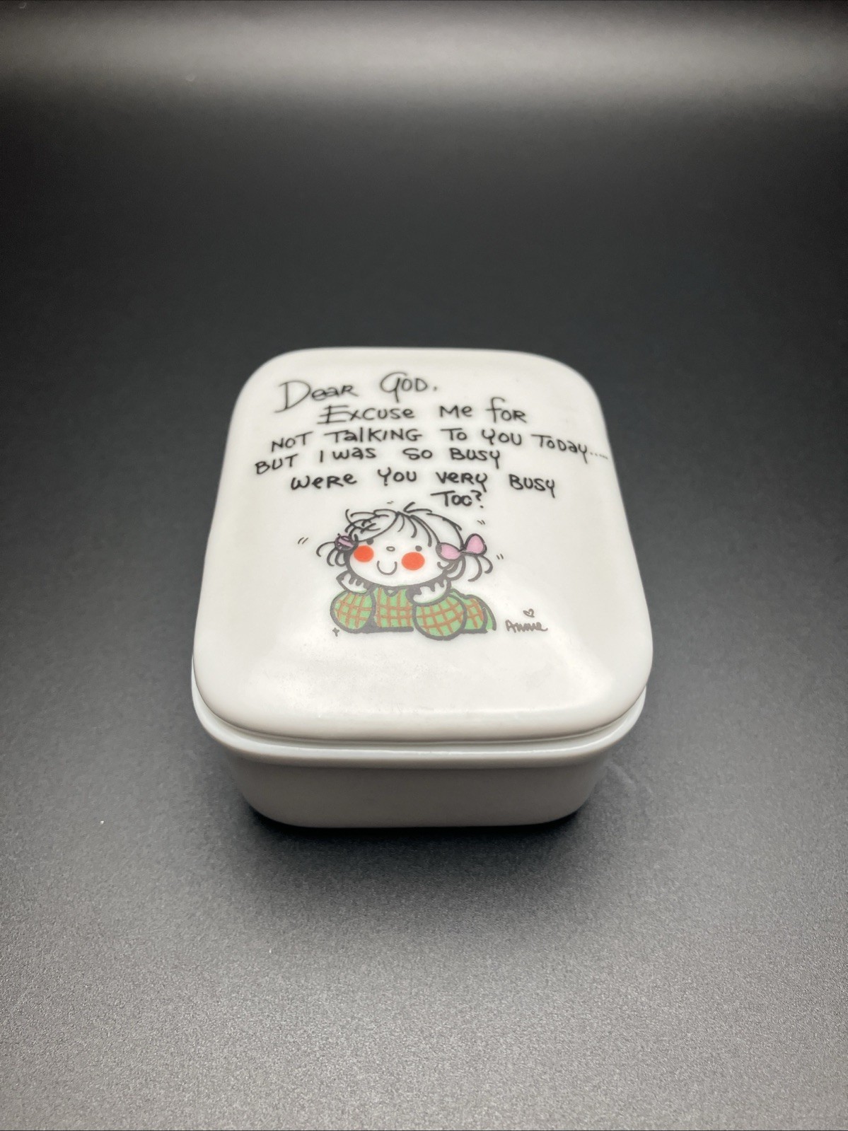 Vintage 1983 Enesco Dear God Small Trinket Box