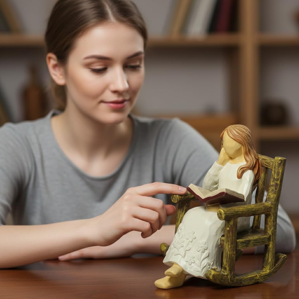 Book Figurine for Shelves Gifts for Women Readers Resin Reading Woman Statue …
