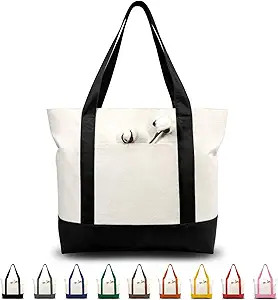 TOPDesign 1 | 3 | 6 | 30 Pack Canvas Tote Bag with an External Pocket, Reusable