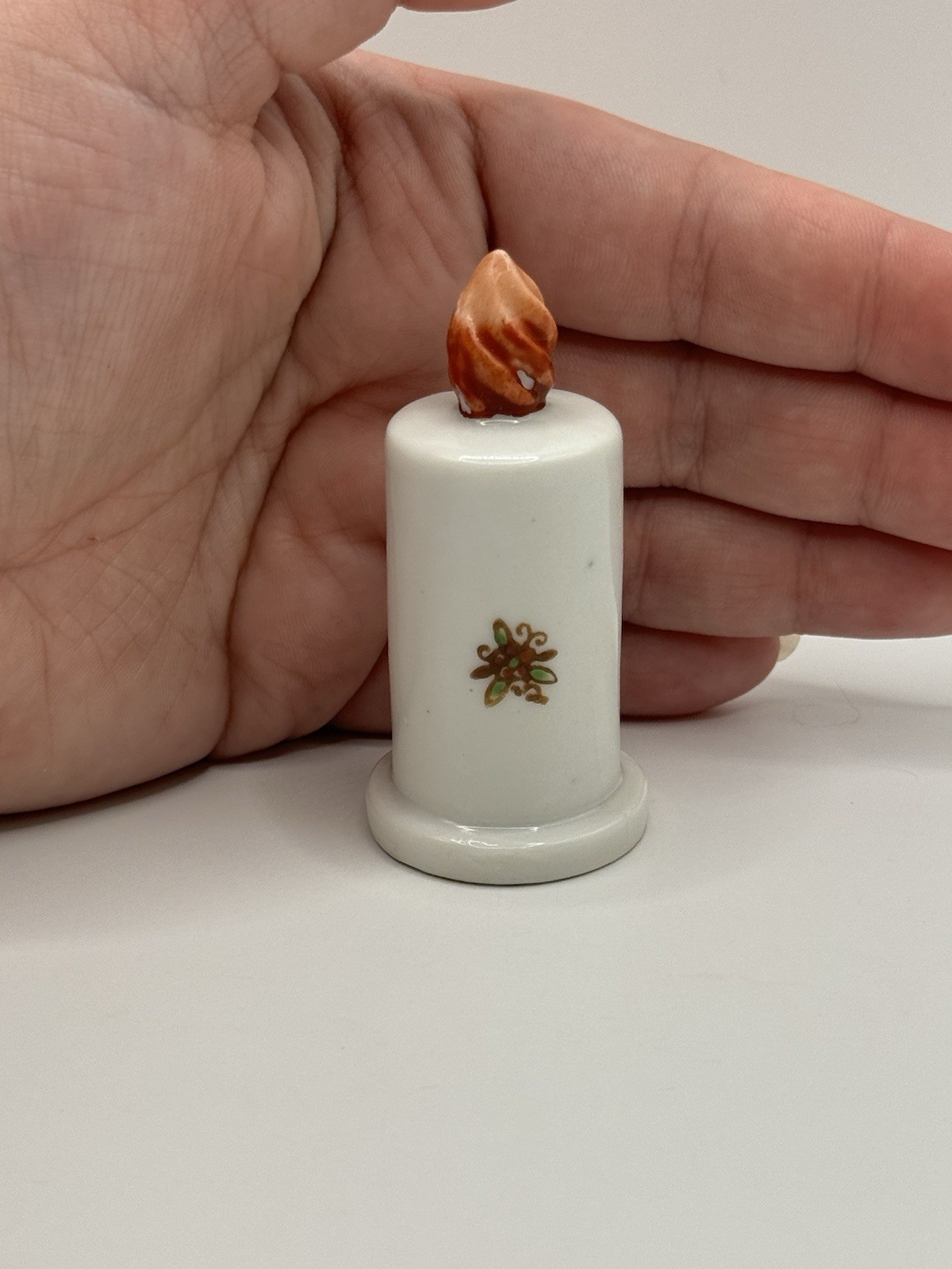 Vintage Unique Porcelain Floral Candle Figurine Decorative Japan Trinket