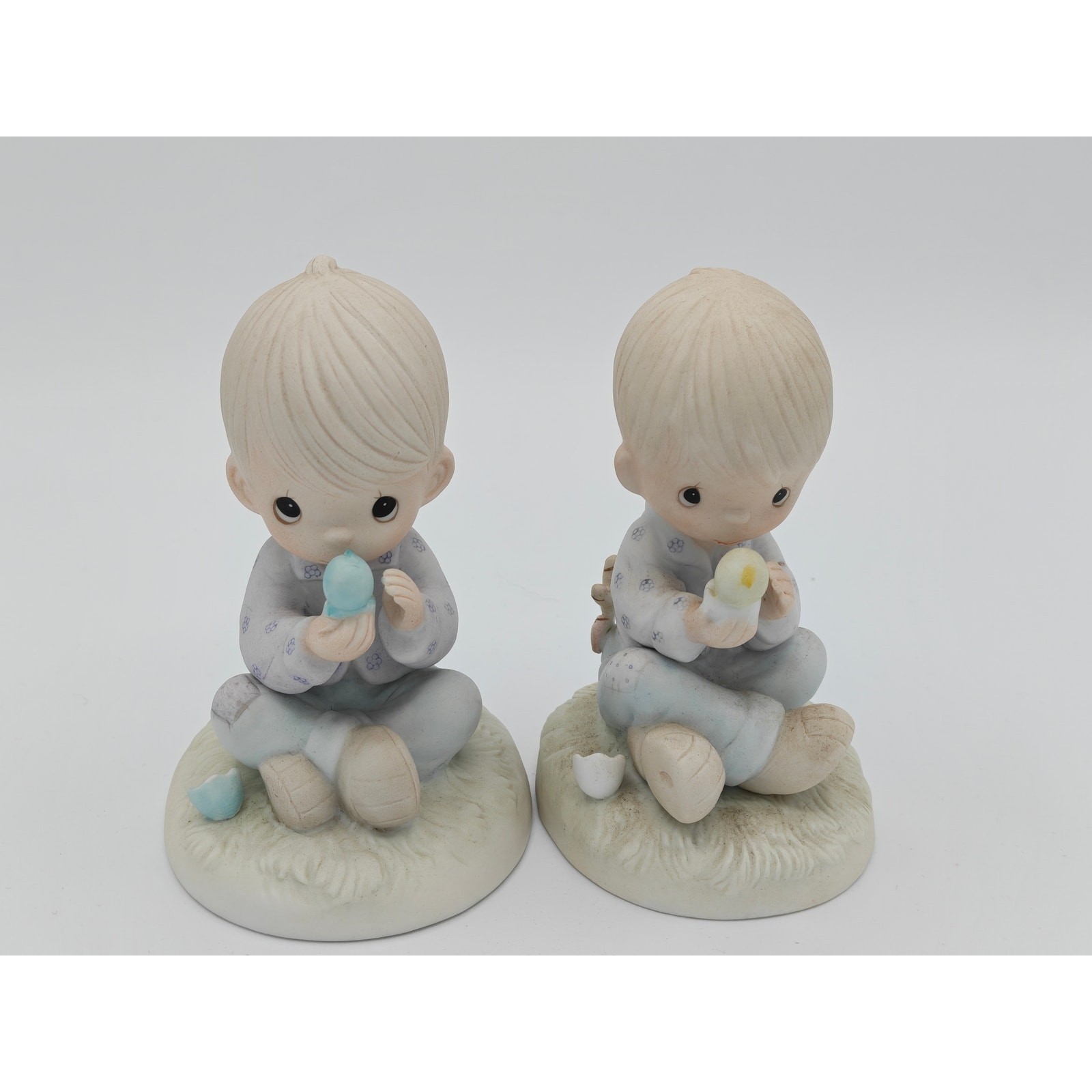 Precious Moments I Believe in Miracles Boys Birds Figurine Set 1981 E-7156 R
