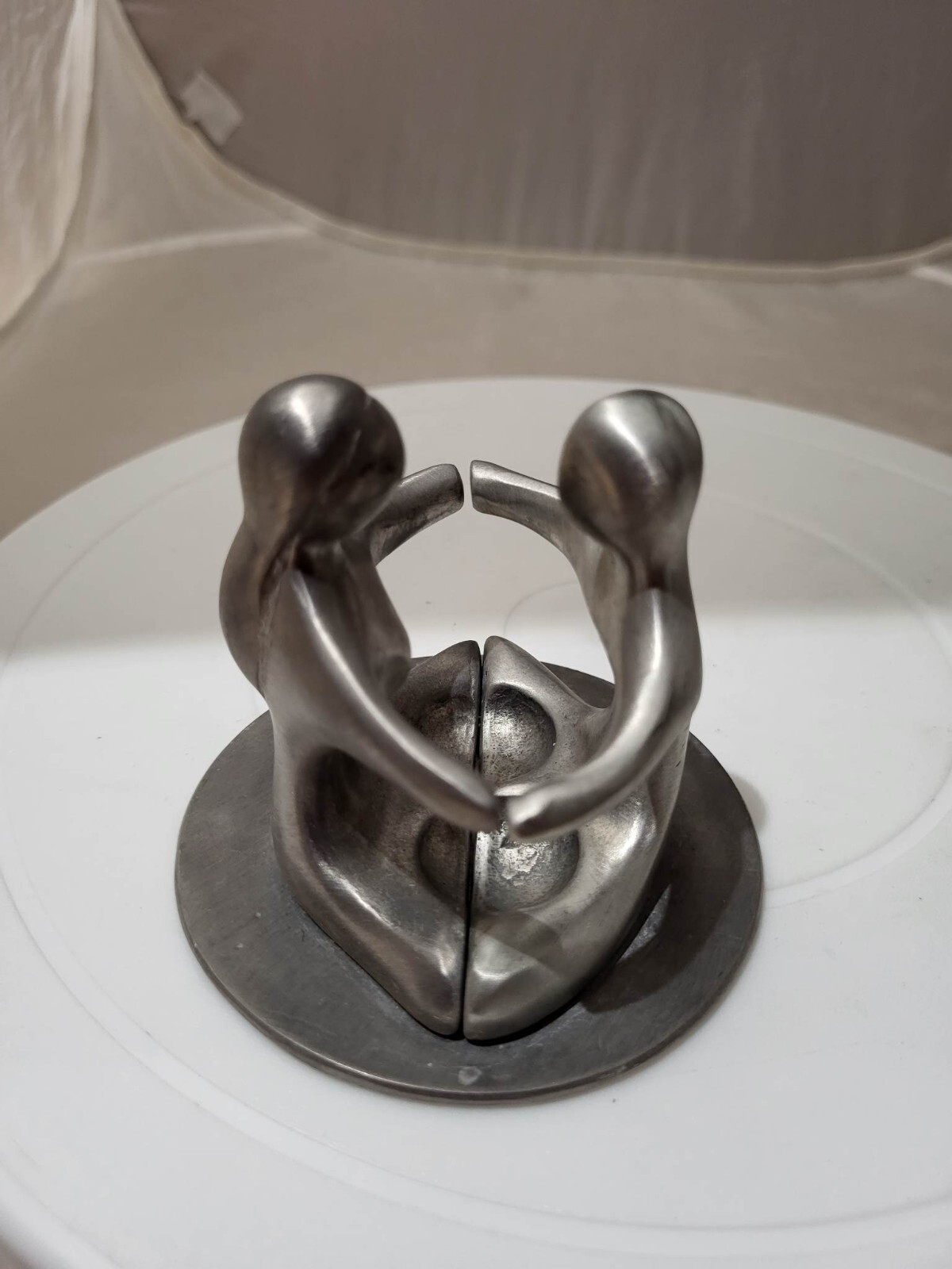 Vtg terufim israel pewter art man and woman embrace figurine 3 -Heavy- 21.43oz