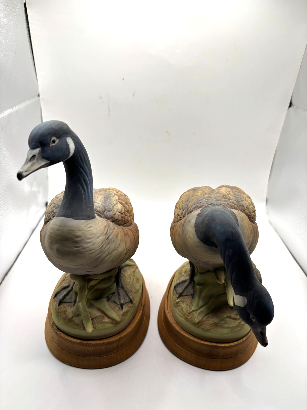 Two Hand Painted Canada Geese Andrea by Sadek Figurines Japan