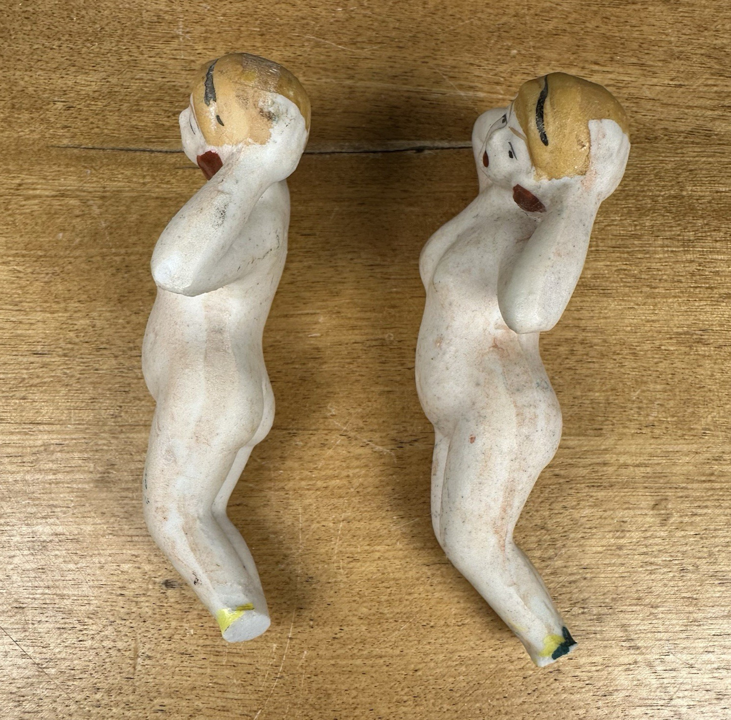 Lot of 2 VTG Mermaid Figurine Chalkware Japan 1950s MCM Reclining Nude READ