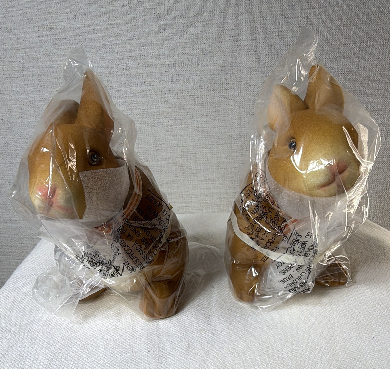 2-Pack Brown/Beige Rabbit Ceramic Figurines Matte Finish Boxed in Bag