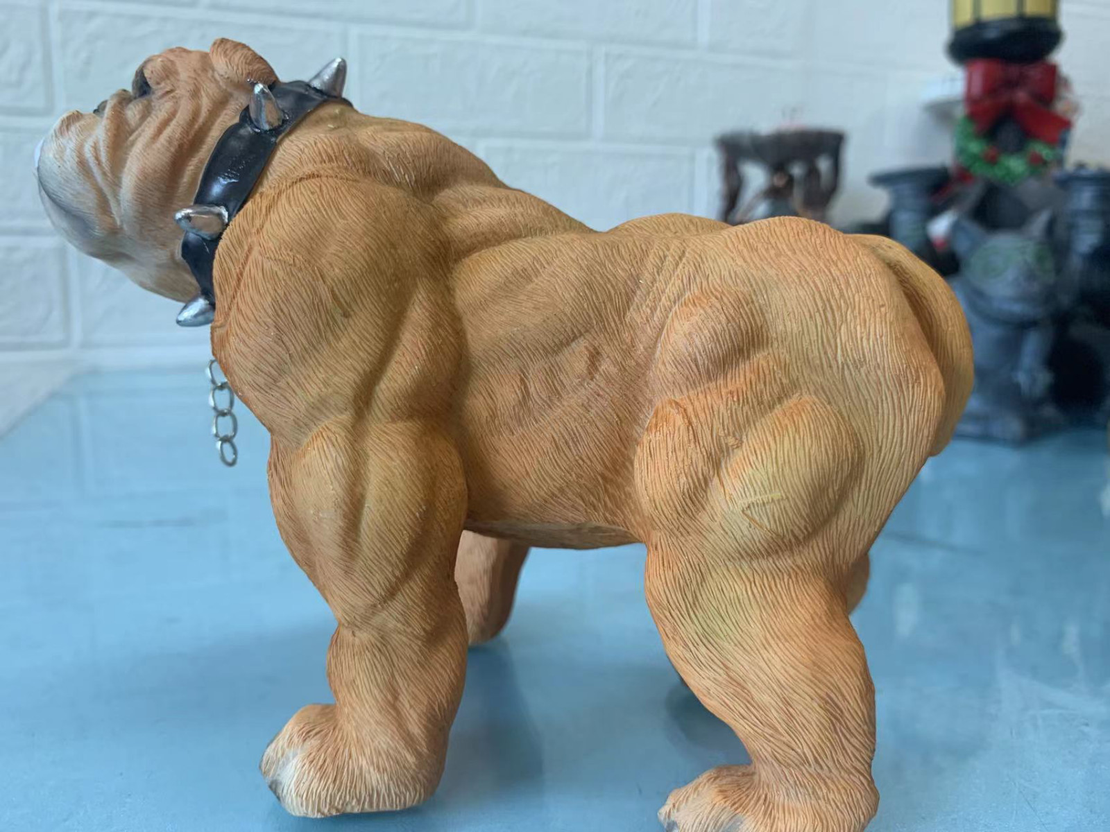 Extreme Bulldog Muscle Bodybuilding Dog Statue Collectible Figurine W/Gift Box