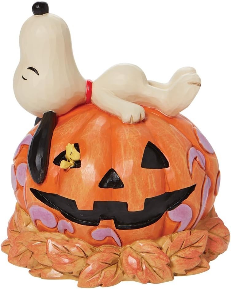 Jim Shore Peanuts Snoopy Woodstock On Pumpkin Halloween Figurine 6008966 NEW T