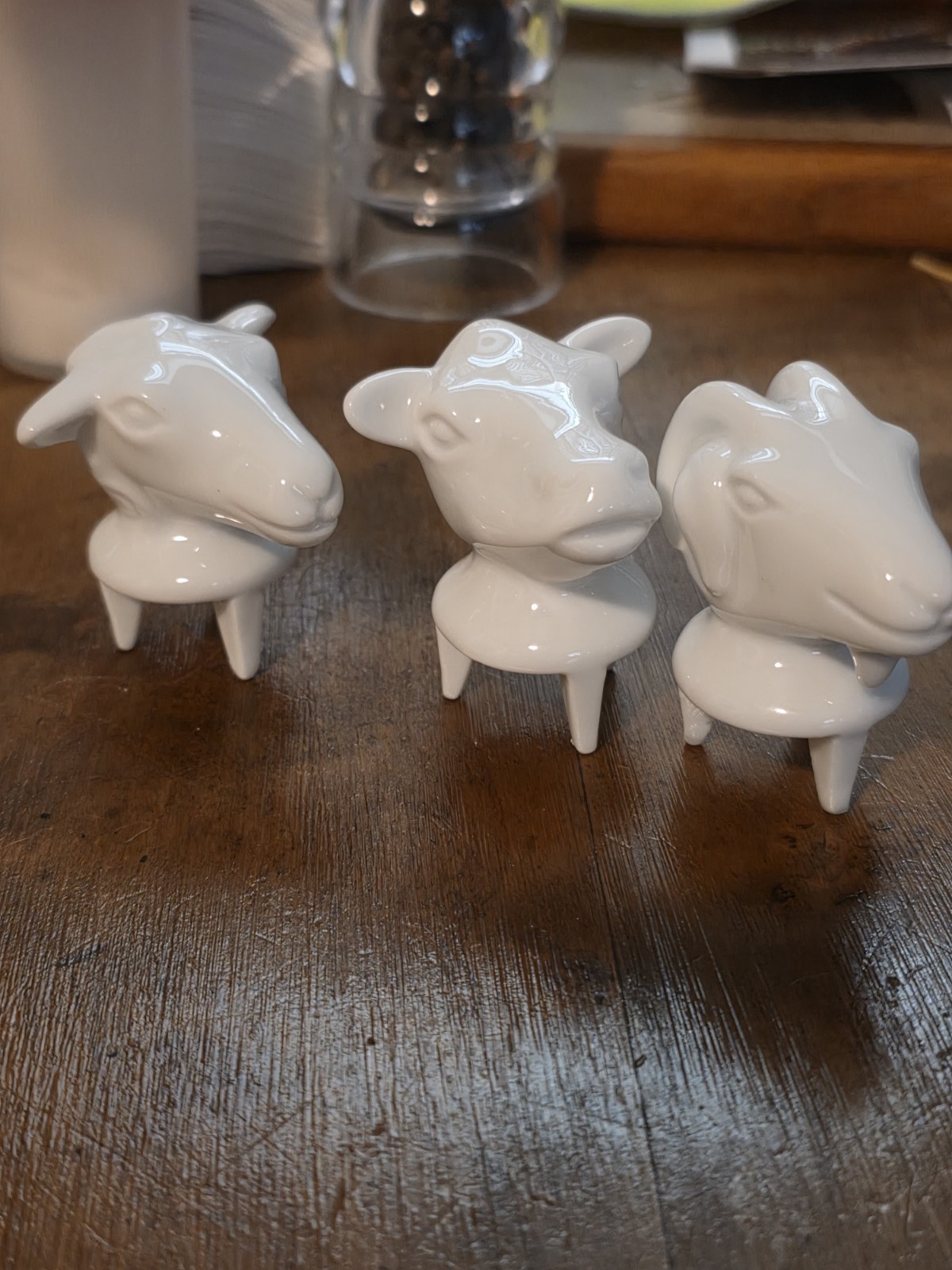 3 Porcelain Farm Animal Heads