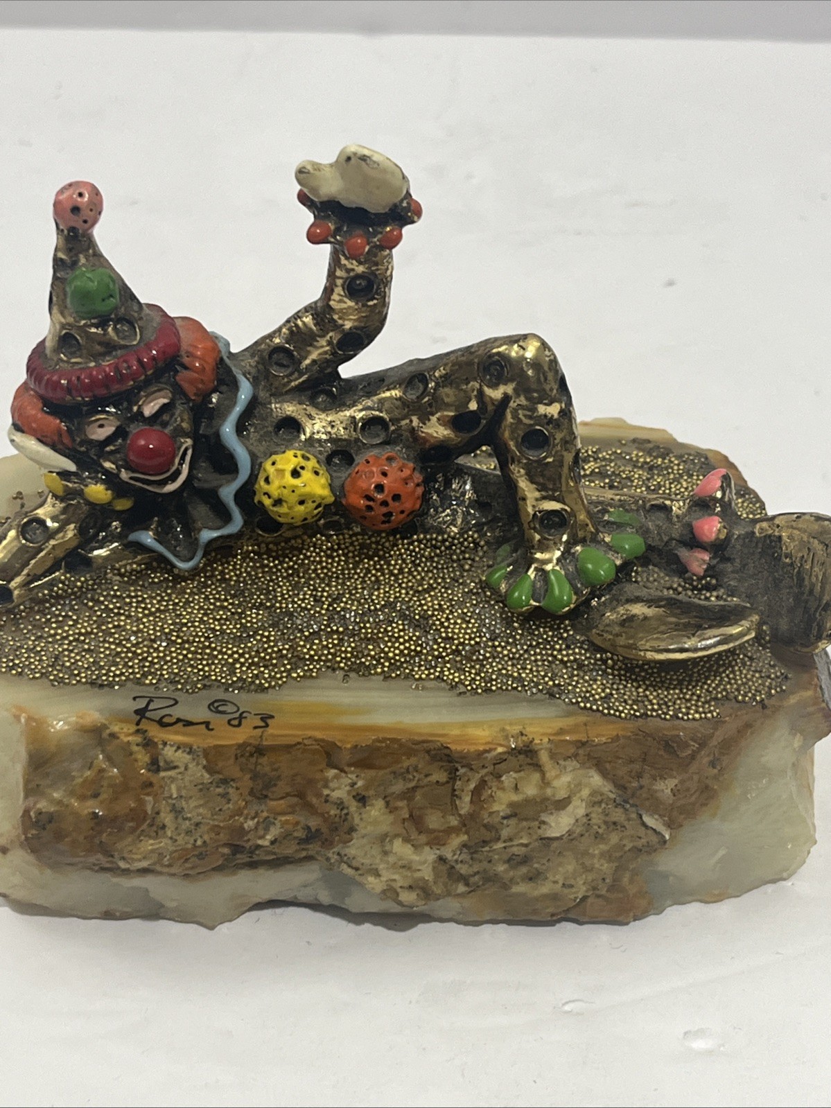 Vintage Ron Lee 1983 Sculptor Pinky The Clown Laying Down 24kt Plated Figurine