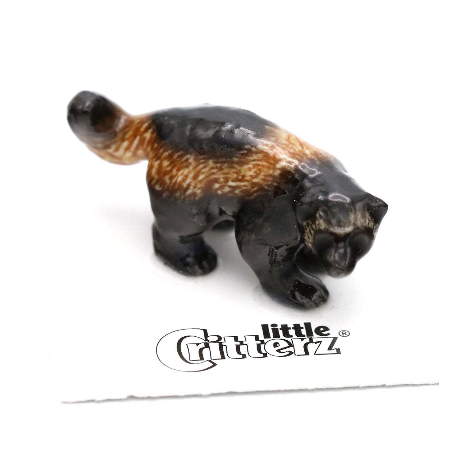 Little Critterz Dog – Hand Made Wolverine “Gulo” – Miniature Porcelain Figurine