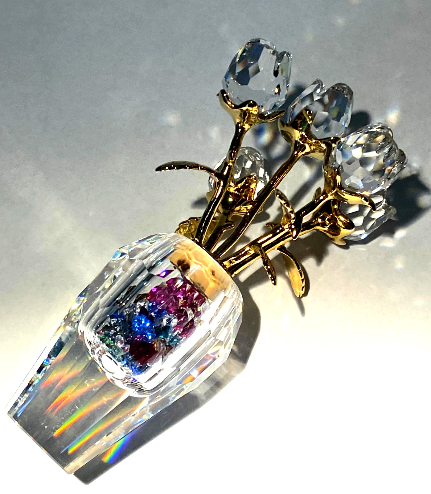 Swarovski Crystal Memories Secrets Rose Vase/ Flacon with gems #210823 Retired