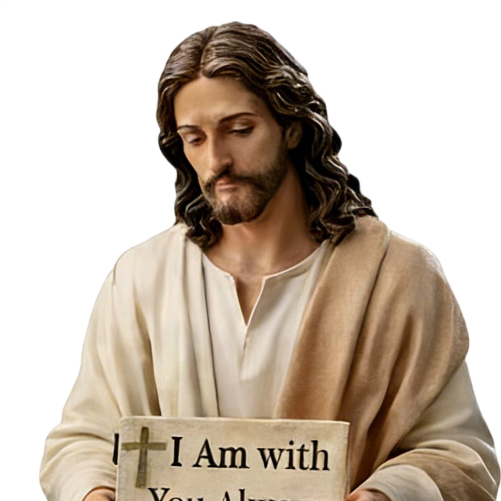 Sitting Jesus Christ Statue Religious Resin Jesus Figurine I am with you always