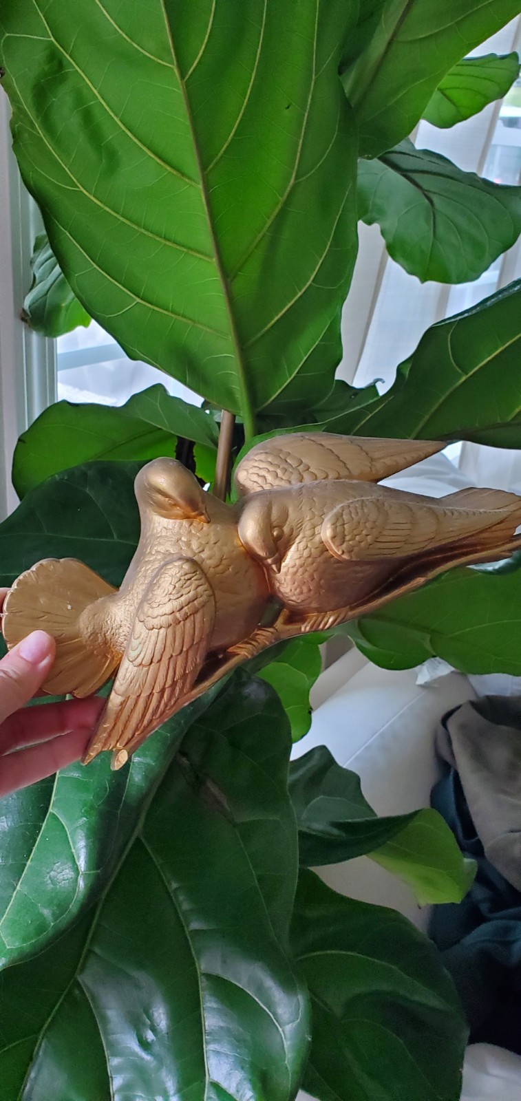 Ceramic Bird Figurine Brown & Beige 3D Effect Animal Decor 1-Pack
