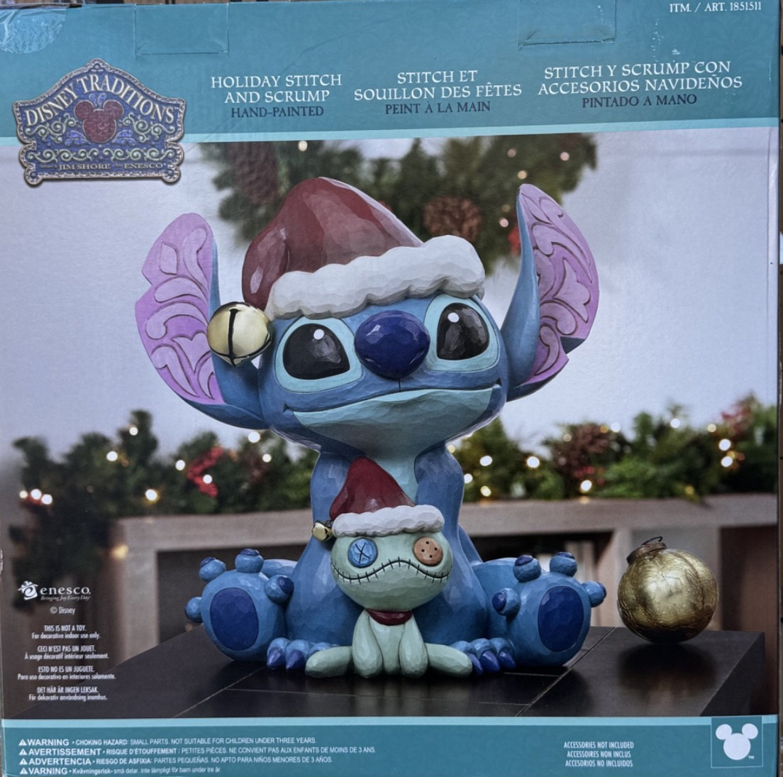 Jim Shore Disney Holiday Stitch and Scrump Christmas Resin Statue 14.8”H New Box