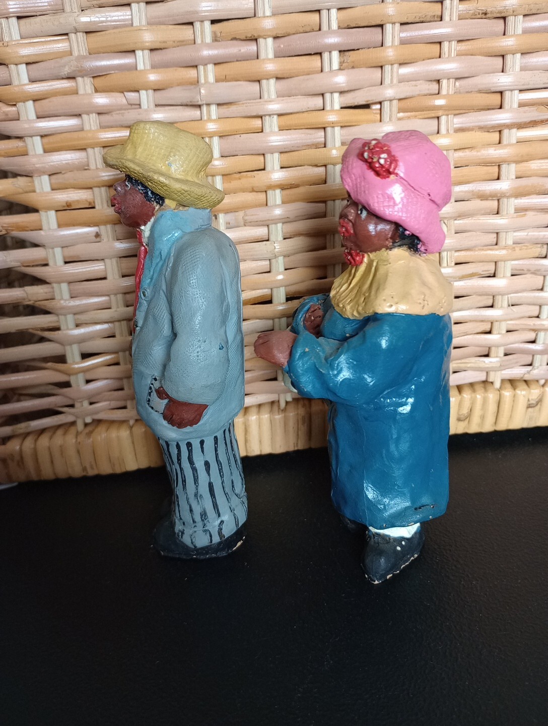 African American Figures Folk Art Hand Painted Estate Found