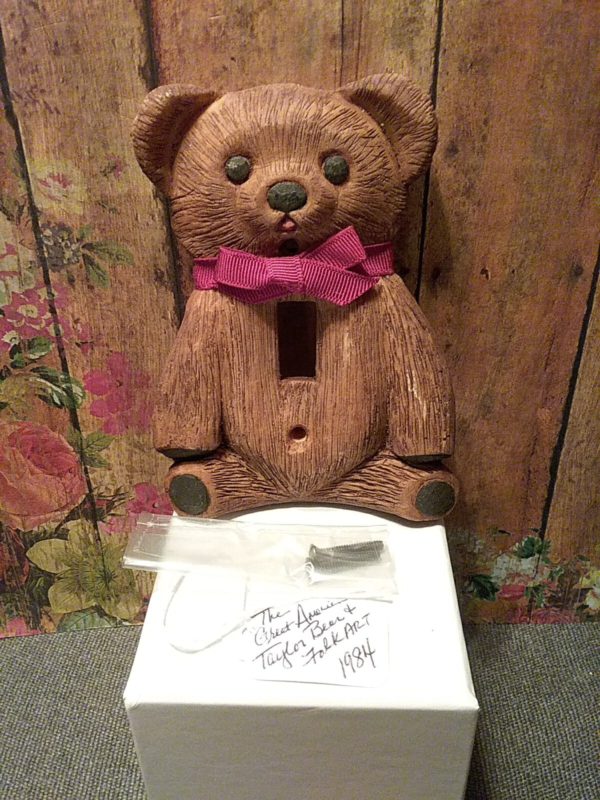 Vtg 1984 Great American Taylor Bear & Folk Art Collectible Signed ‘Sparky’🇺🇸