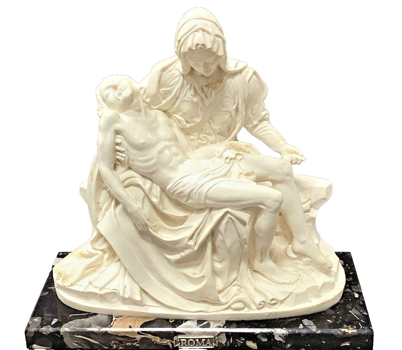 Jesus Mary Pieta G.Carusi Resin Michelangelo Sculpture Marble Base-11″- 10LBS!