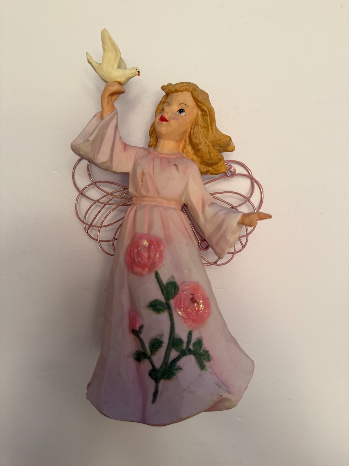 Summer Angel, Fairy w/Dove Floral Carved