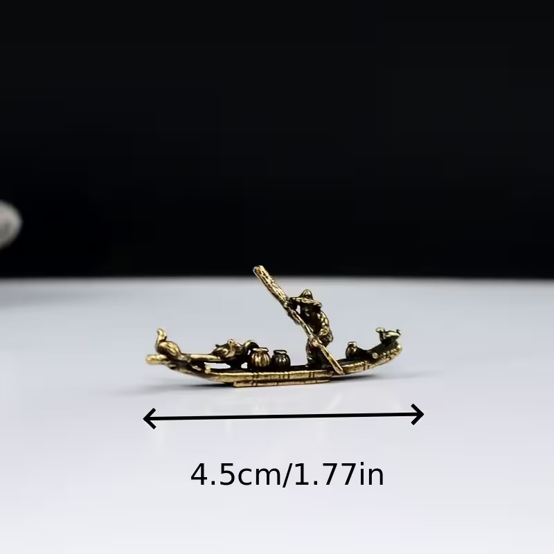 1pc Solid Brass Fishing Boat Raft Brass Paintable Miniature Ornament +?