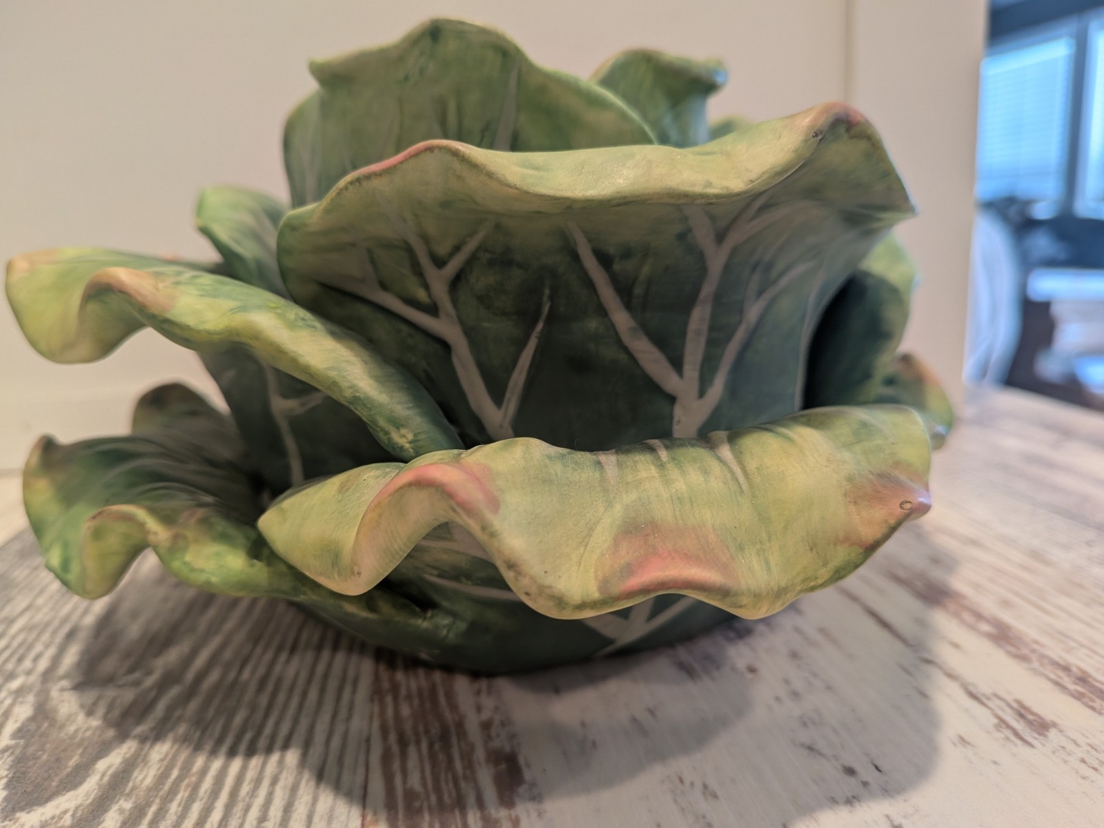 Rare Bordallo Pinheiro Cabbage Sculpture Portugal Whimsical Decor Earthenware