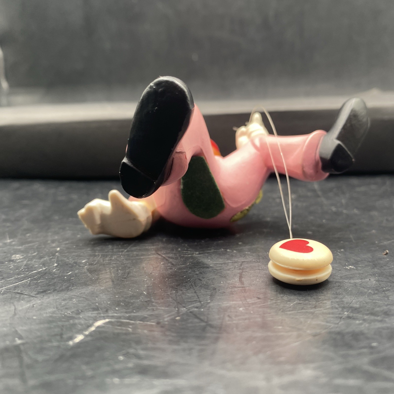 Vintage Enesco Clown with Heart And Yo-yo Shelf Sitter Made In Hong Kong Pink