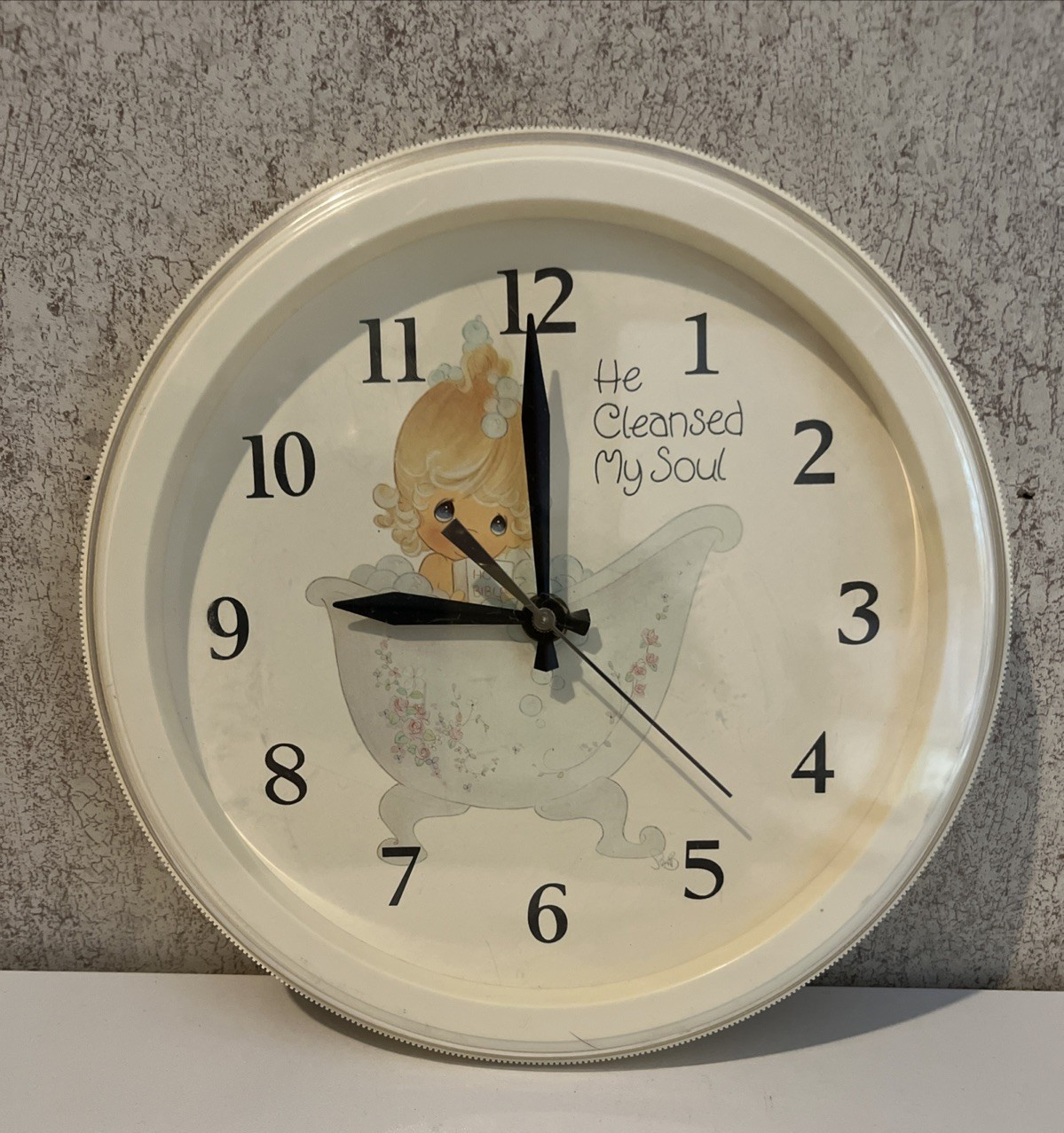 Precious Moments Clock He Cleansed My Soul Seth Thomas Model 6110 Works 8.5″
