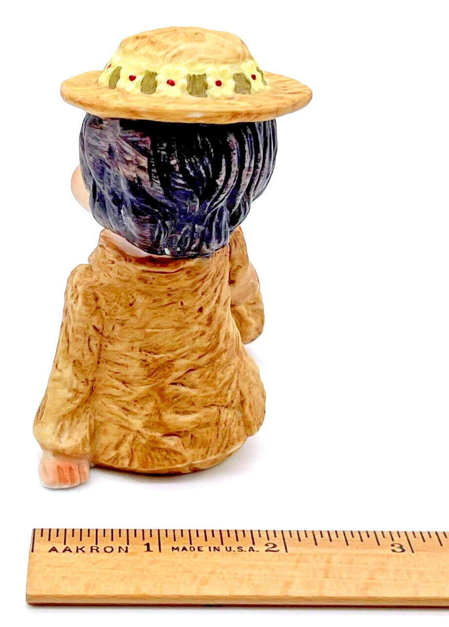 Lego Taiwan Porcelain Girl with Hat and Flowers Figurine 3.75 in