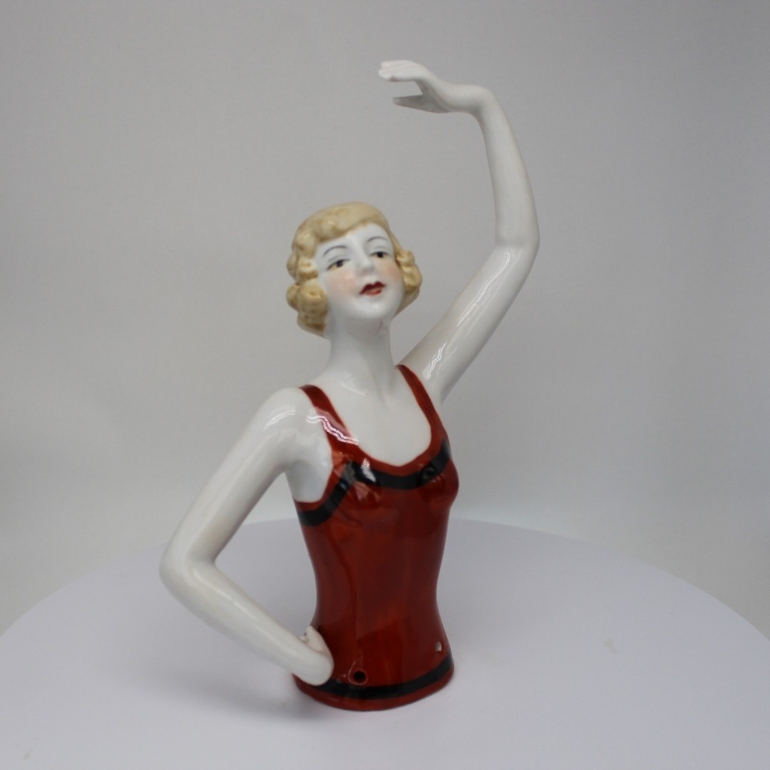 French Style Half doll Figurine Pin-up Half Doll Pincushion Arms Away Art Deco S