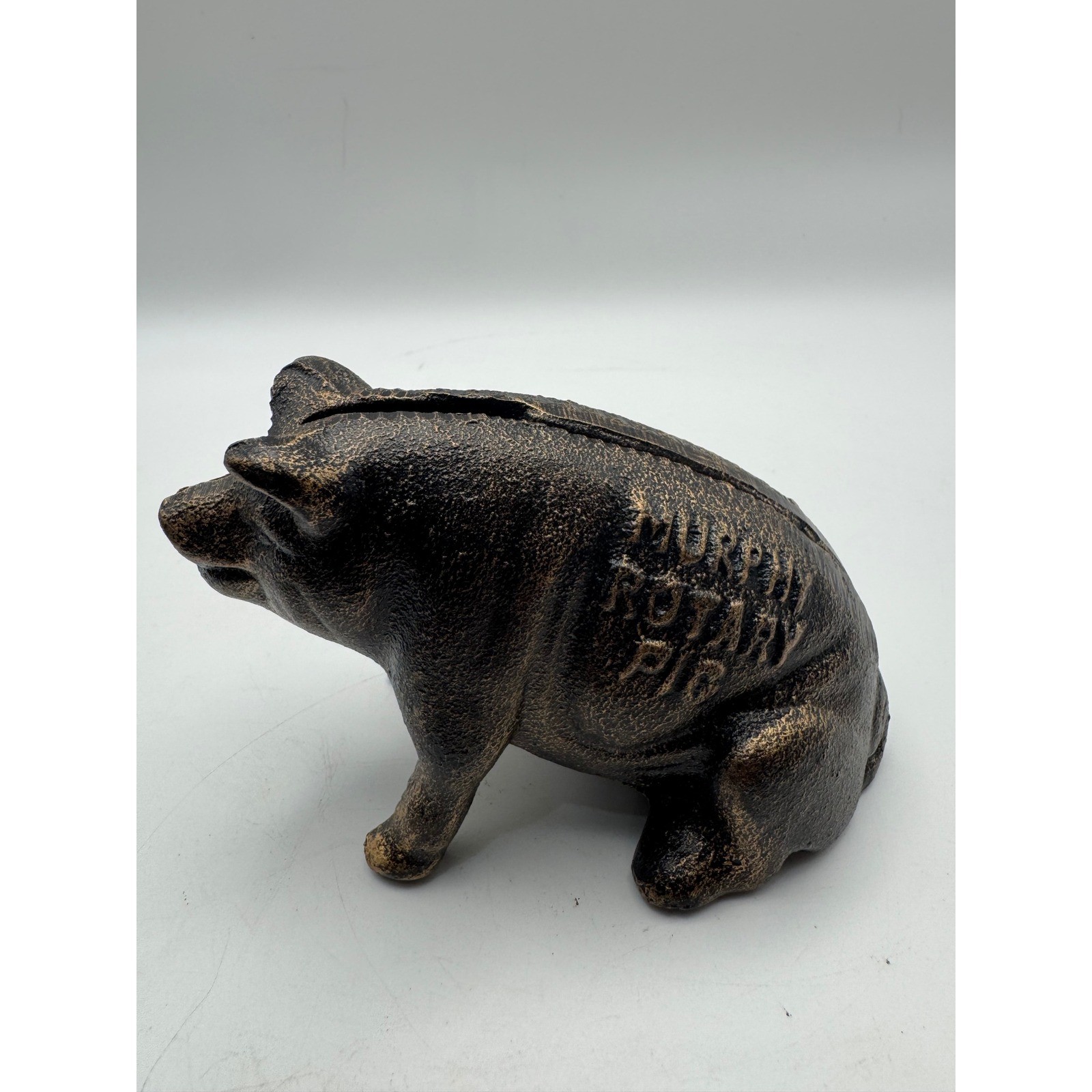 Murphy Rotary Pig Coin Bank Cast Iron Rustic Home Decor This is reproduction