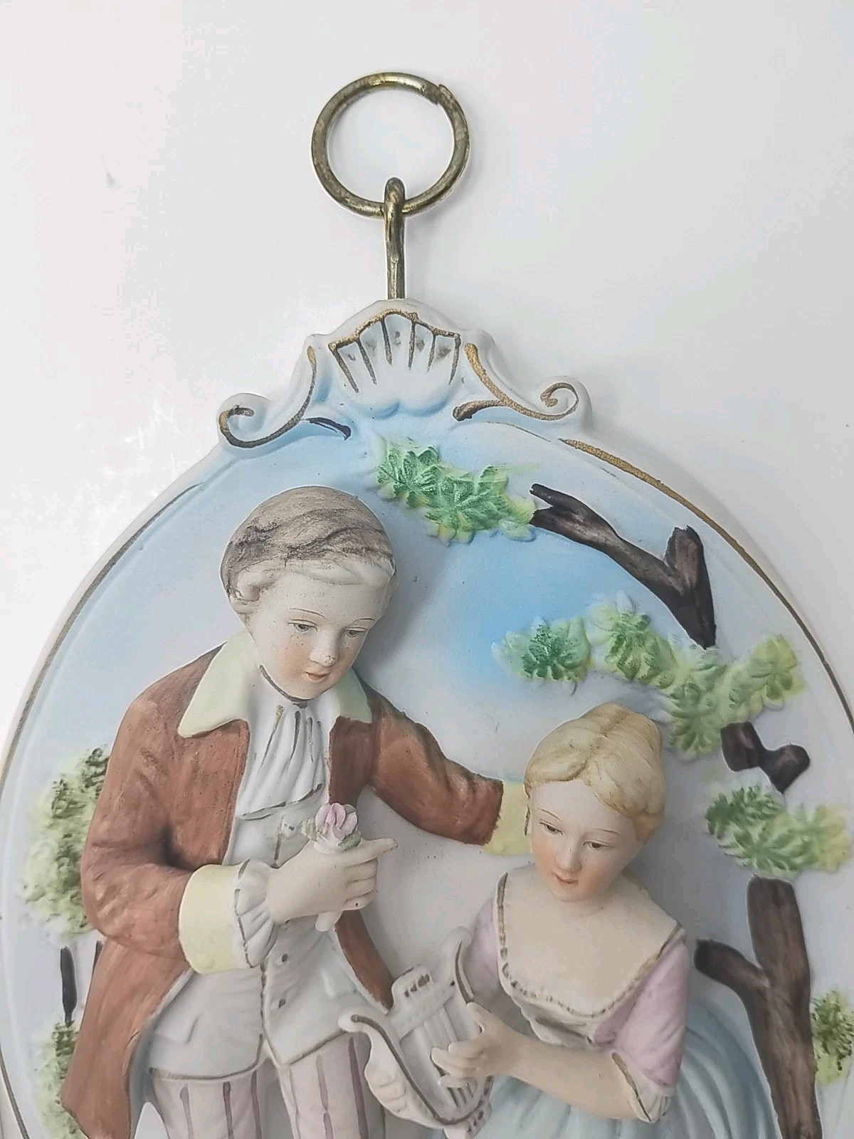 Vintage Porcelain Courting Couple Plaques With Man And Women Set Of Two 🥳