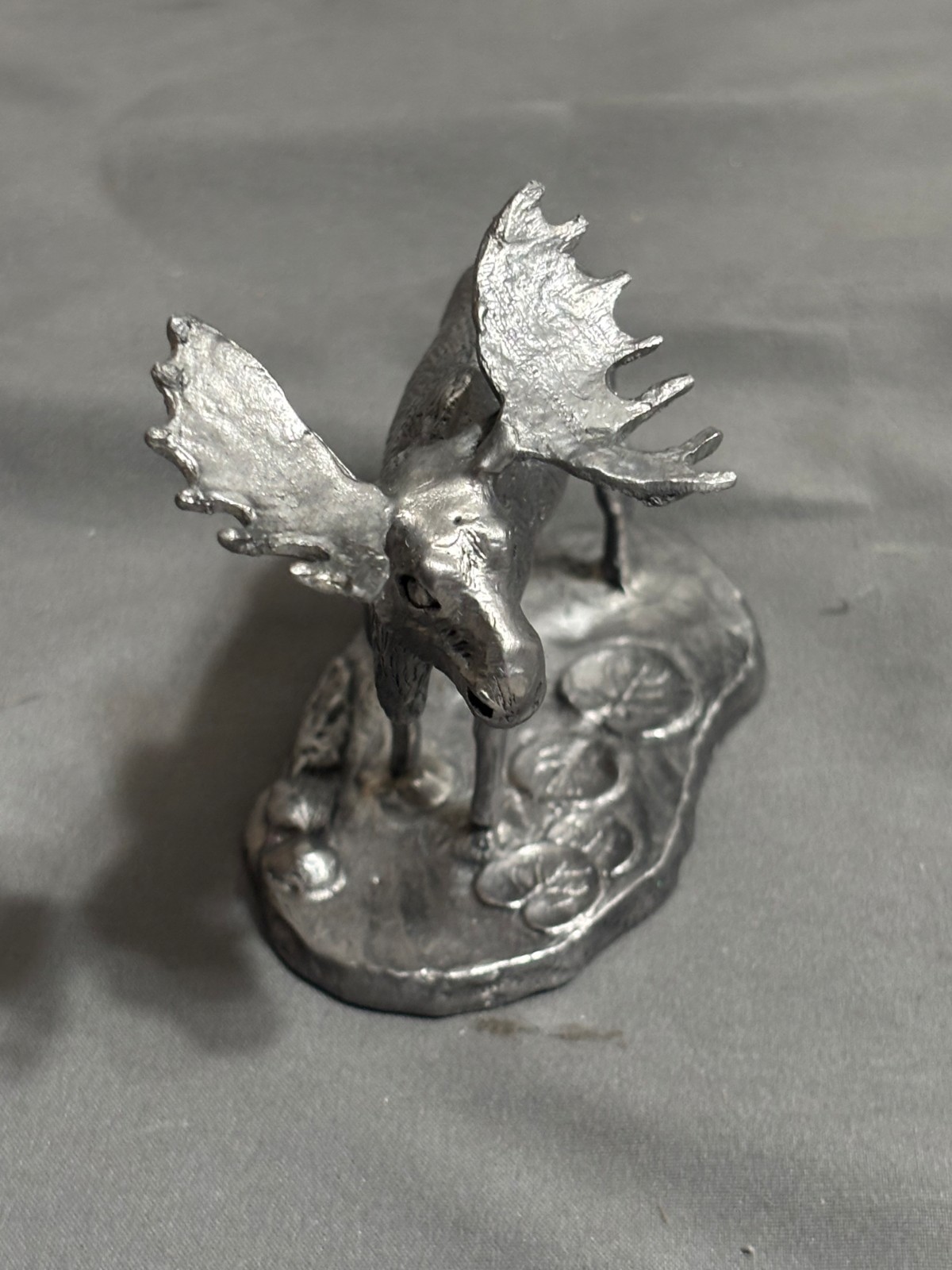 Vtg RICKER BARTLETT 3″ PEWTER Bull MOOSE ELK Silver Dollar City souvenir