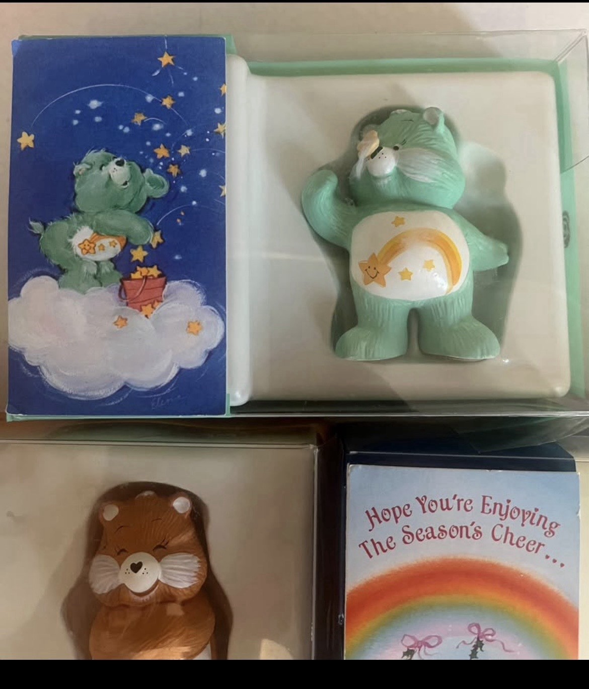 American Greetings Care Bears Boxed Earthenware Mini Figurines Lot of 5 1982