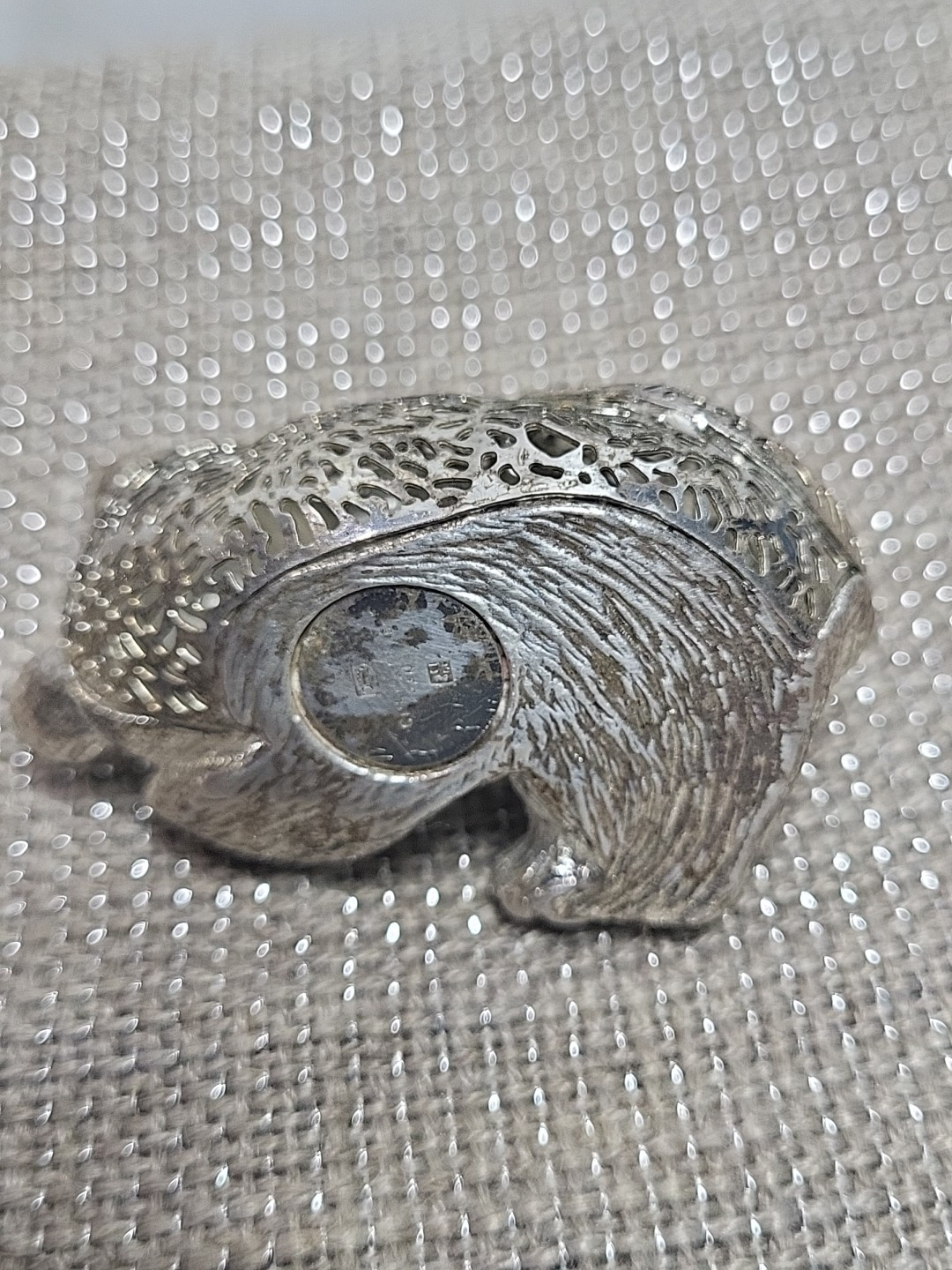 CHRISTOFLE SILVERPLATE LUMIER D’ARGENT LAYING DOWN PLAYFUL BEAR FIGURINE