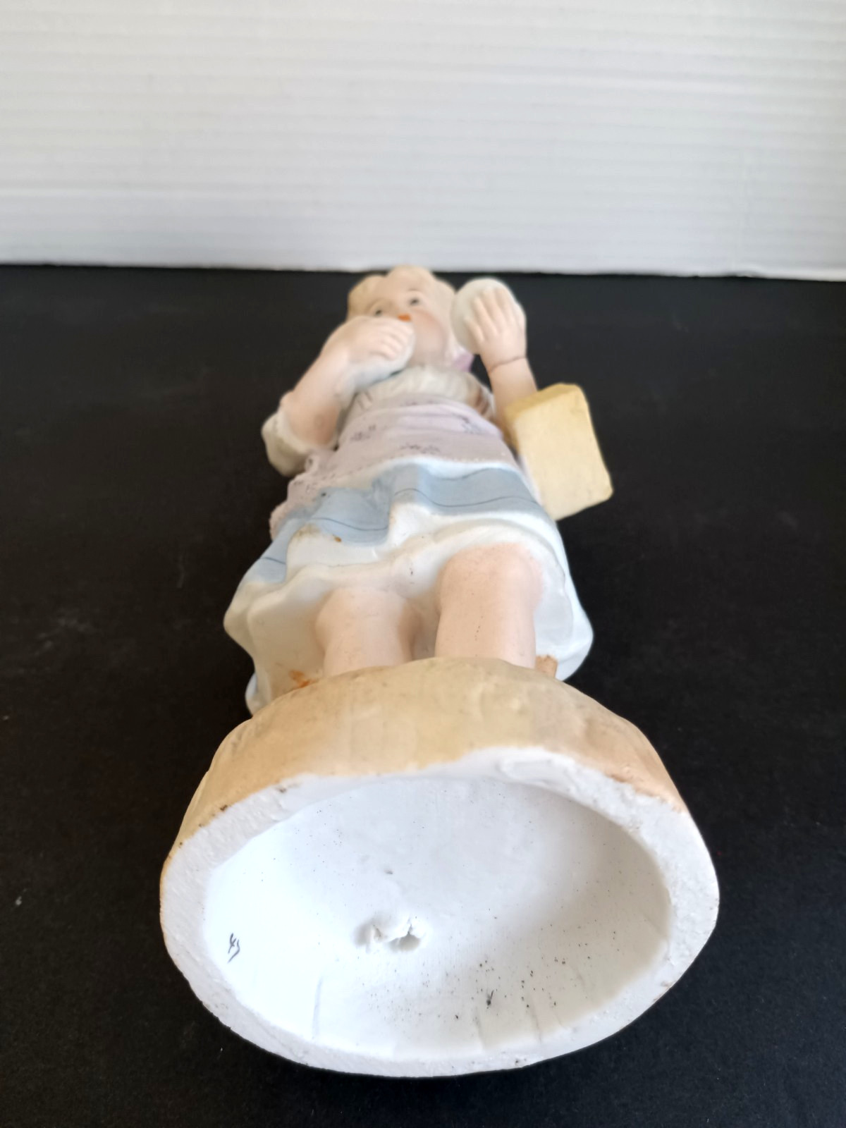 Vintage Woman With Bird Figurine #47 Porcelain Bisque 9″ Homesetead Farmhouse