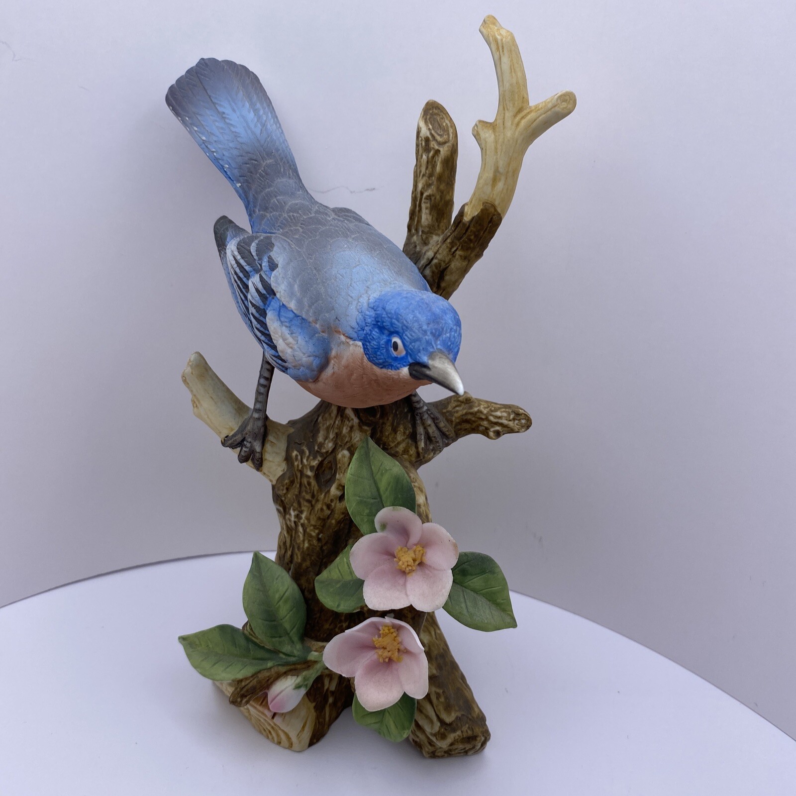Vintage Ceramic Bluebird on Branch Figurine Ethan Allen Made in Japan AS IS