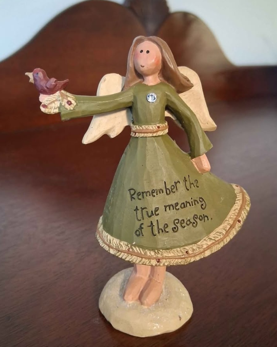 Retired Blossom Bucket True Meaning of the Season Angel Girl Figurine by Barbara