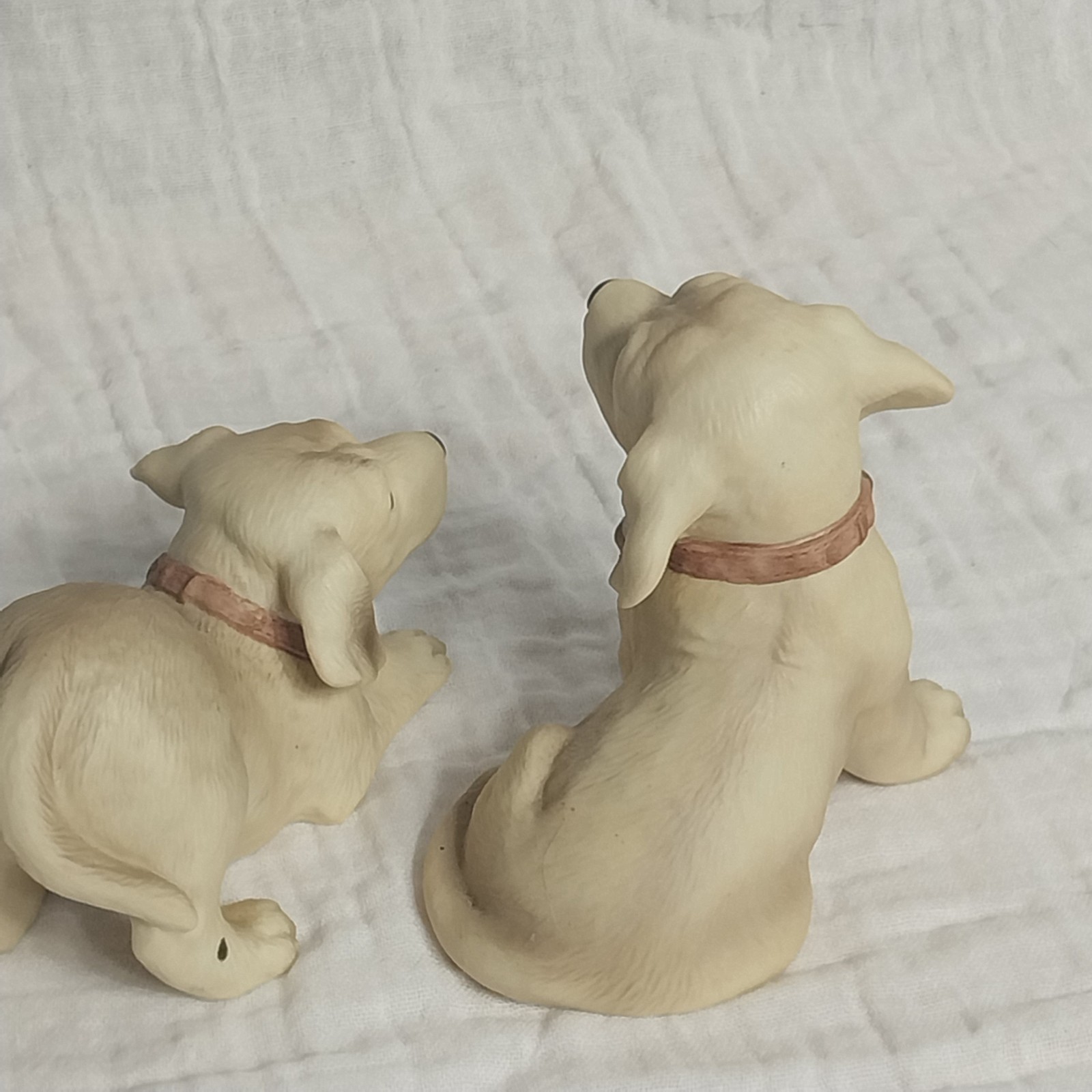 Vintage HOMCO Golden Labrador Dog Puppy Porcelain Figurines #1408 Set of 2 Pets