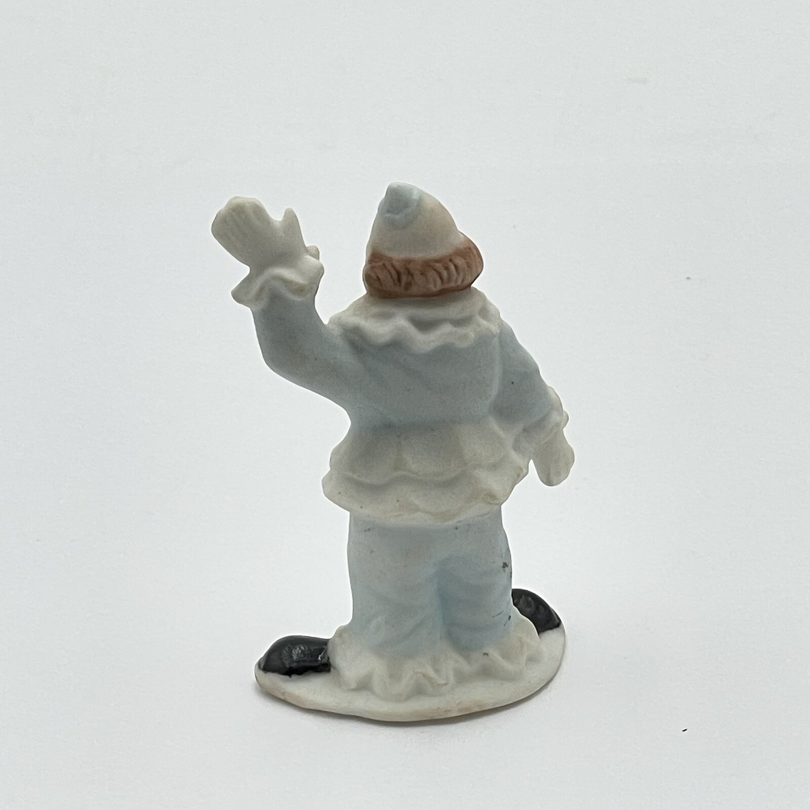 PORCELAIN BISQUE FIGURINE Hand Painted Signed Clown Circus 3″