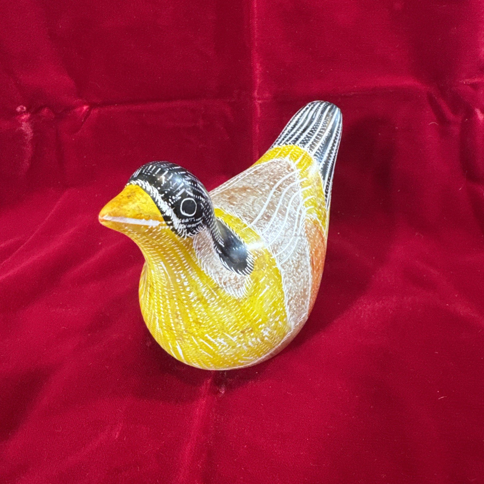 Carved Soapstone Bird Figurine Handcrafted in Kenya Multi color Paperweight
