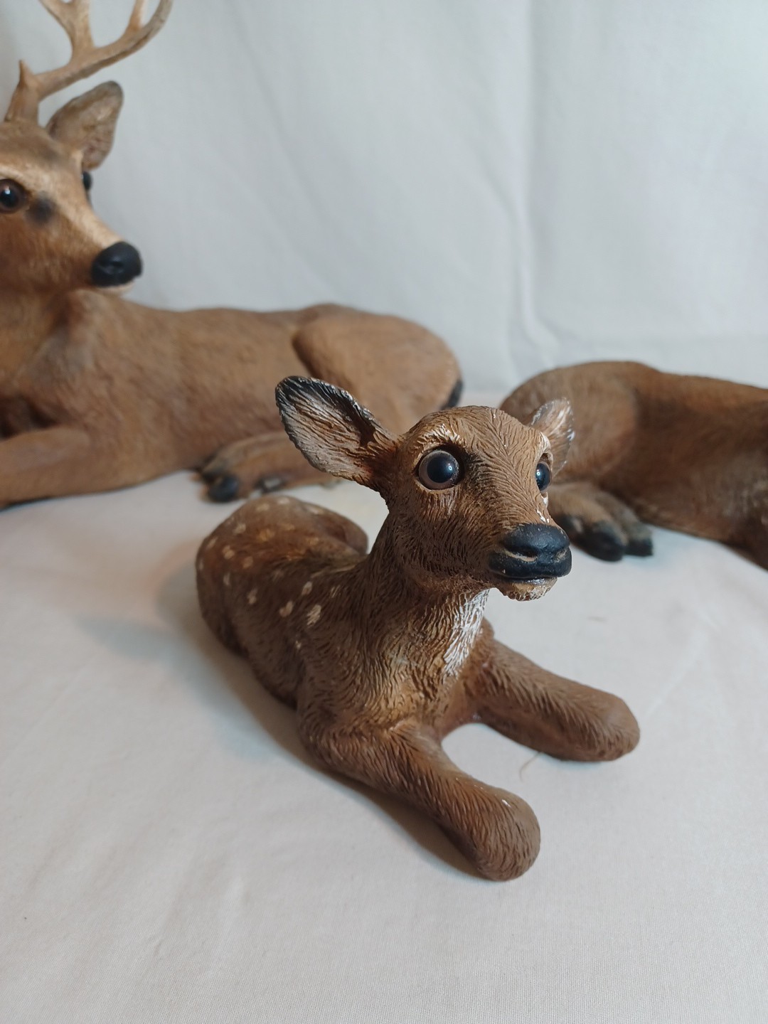 Vintage Homco Deer Family 1984 Buck Doe Fawn Resin Farmhouse Man Cave Cabin USA